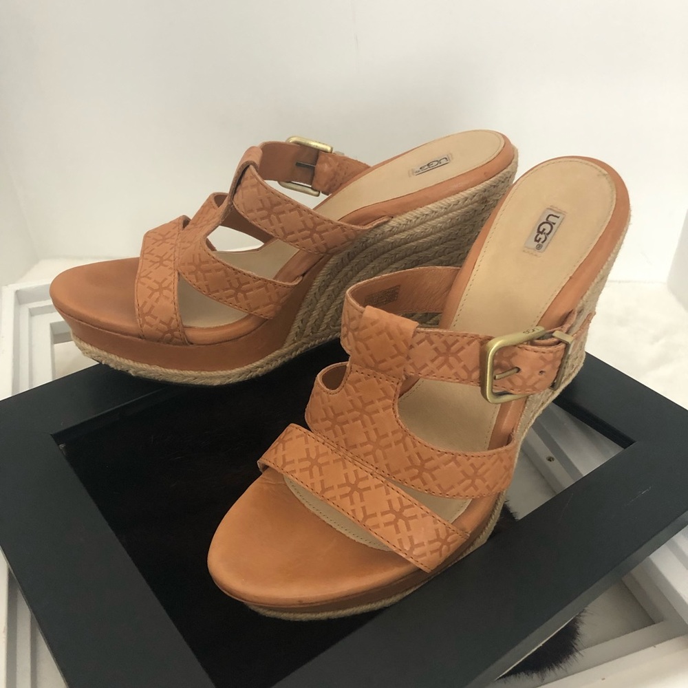 UGG Tawnie Leather Open Toe Espadrille
